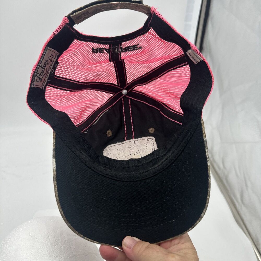 REALTREE Ladies Pink Camo Hat With Antlers Adjustable Strapback Cap - Picture 7 of 9